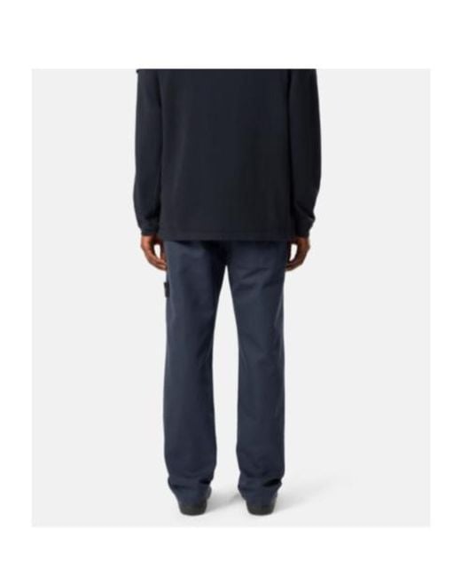 Stone Island Blue Logo-Patch Straight-Leg Trousers for men