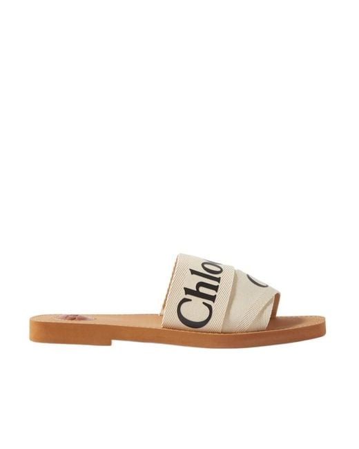 Chloé White Logo Sandals