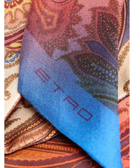 Etro White Silk Twill Paisleyina With Degrade Paisley Motif