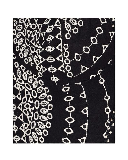 Charo Ruiz Black Goldie Scalloped-Hem Embroidered Crop Top