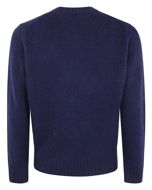 Aspesi Blue Rugged Wool Pullover Sweater for men