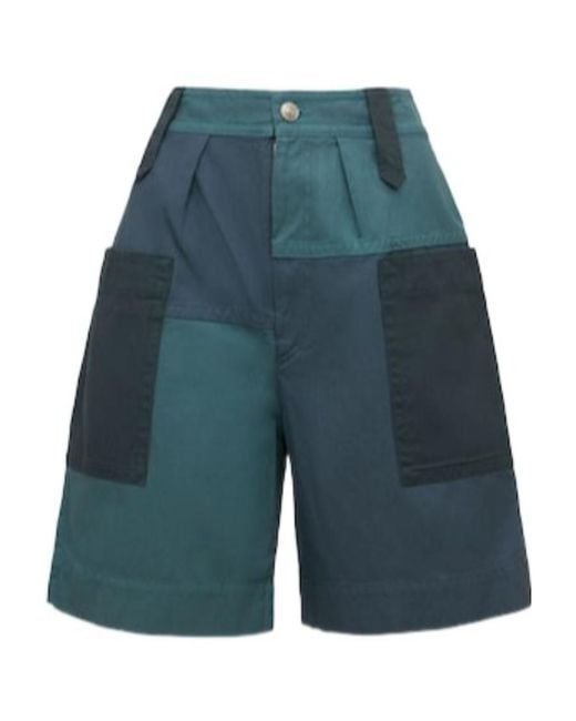 Isabel Marant Blue Stitched Casual Shorts