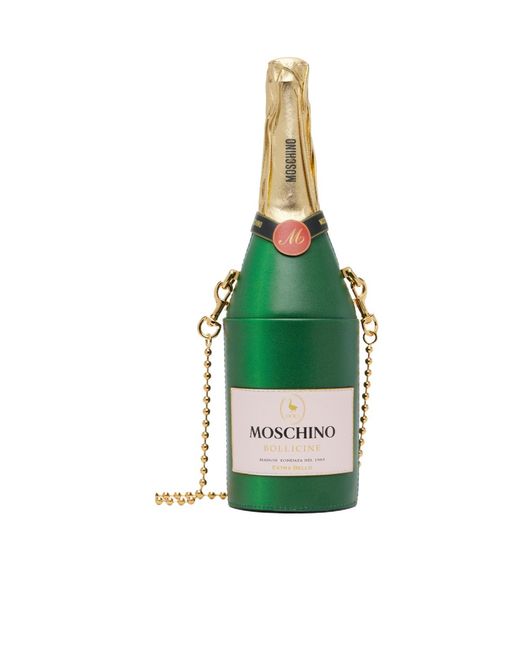 Moschino Green Champagne Bottle Chain Shoulder Bag