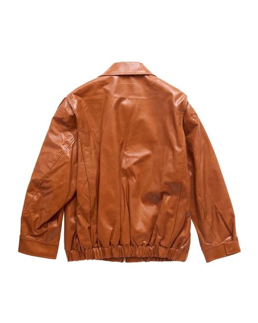 MM6 by Maison Martin Margiela Brown Faux-Leather Bomber Jacket for men