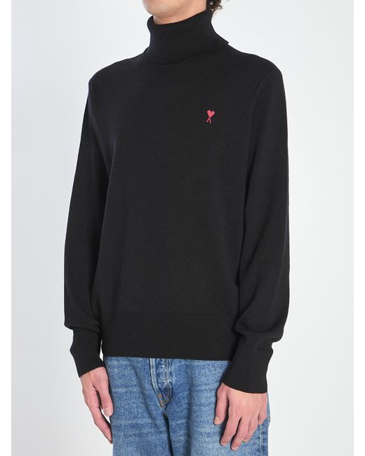 AMI Black Ami De Coeur Turtleneck Jumper for men
