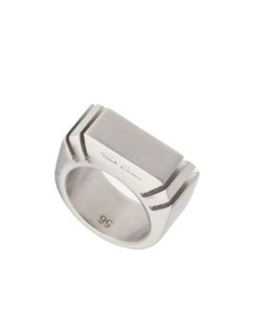 Rick Owens White Cut Beveled Ring for men
