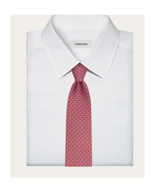 Ferragamo Pink Corbata De Seda Estampado Entramado for men