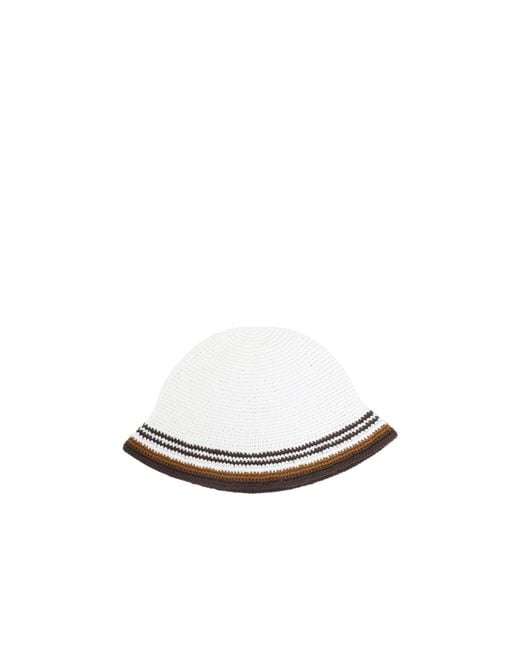Casablanca White Crocheted Bucket Hat for men