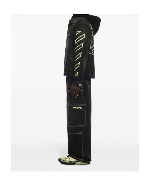 Off-White c/o Virgil Abloh Black Irregular Cargo Jeans for men