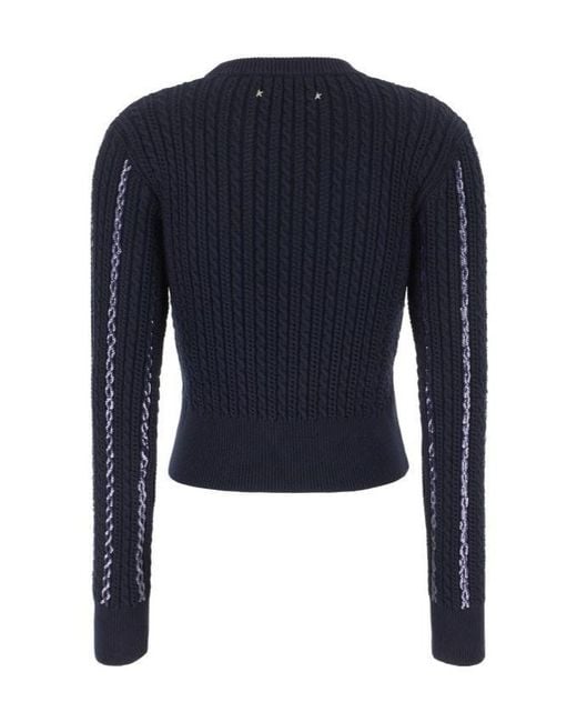 Golden Goose Deluxe Brand Blue Sequin Embellished Cable-Knit Jumper