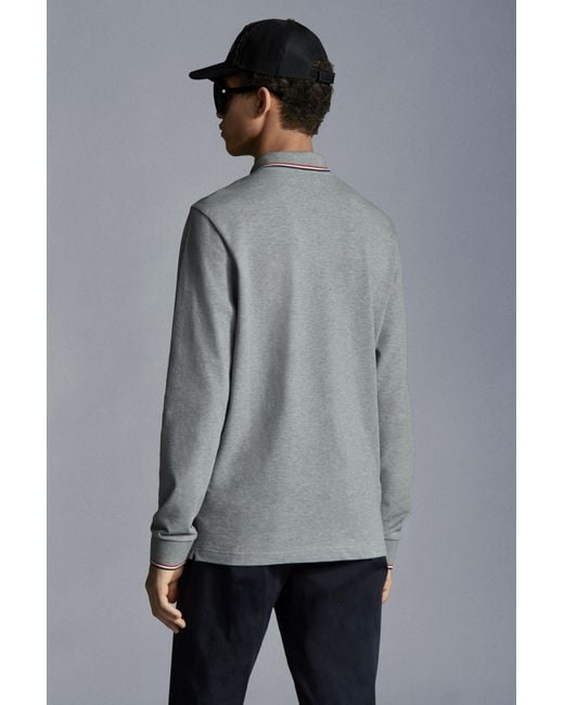 Moncler Gray Long Sleeve Polo Shirt for men