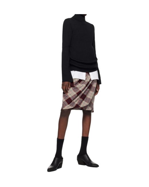 Junya Watanabe Black Long-Sleeved Ribbed Turtleneck Top