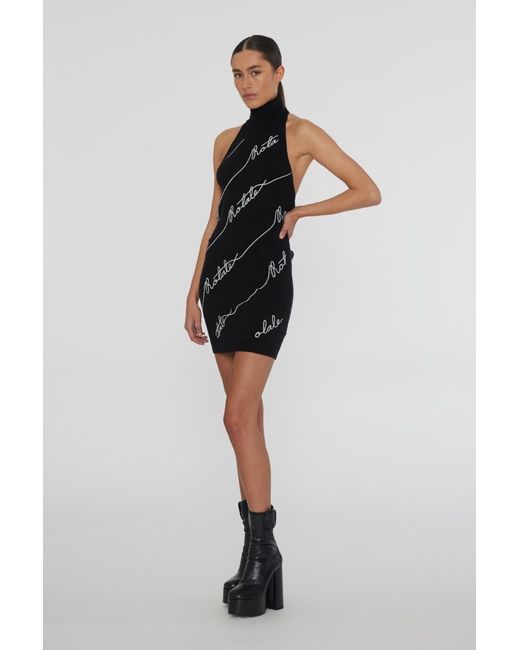 ROTATE BIRGER CHRISTENSEN Black Sequin Logo Mini Dress
