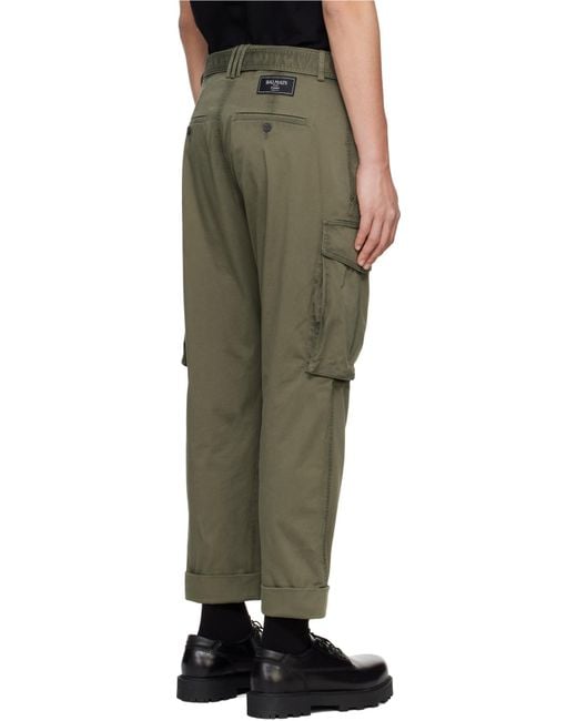 Balmain Black Cropped Cargo Trousers for men