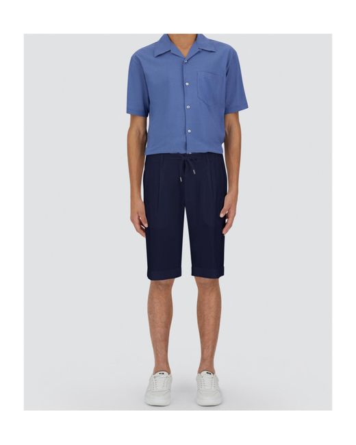 Herno Blue Pleated Drawstring Shorts for men