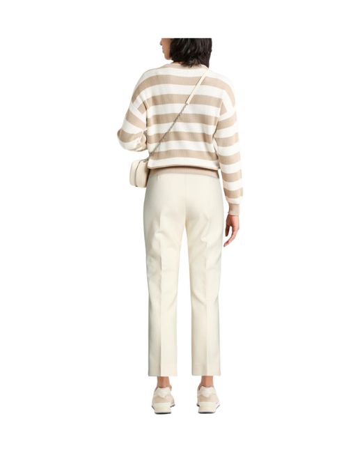 Max Mara White Solid Color Stretch Bootcut Pants
