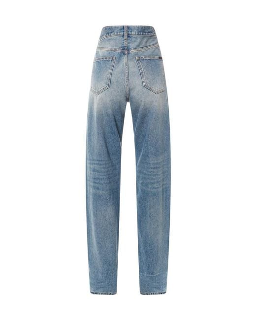 Saint Laurent Blue High-Rise Straight-Leg Jeans