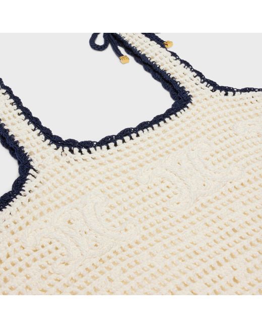 Celine Triomphe Mini Dress in Natural | Lyst