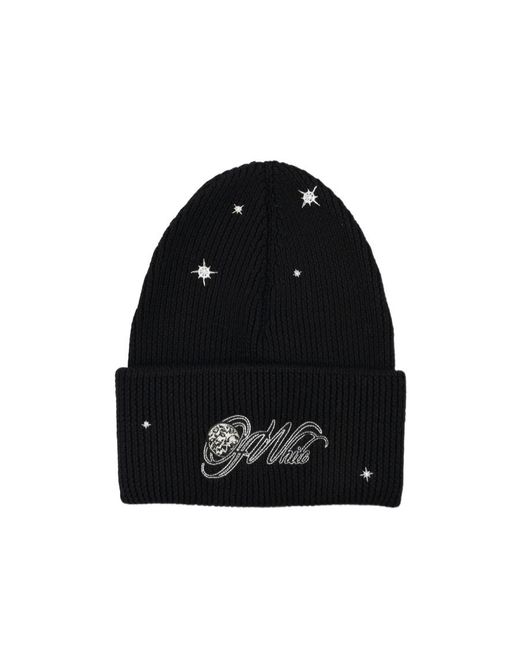 Off-White c/o Virgil Abloh Black Crystal-Embellished Logo Beanie