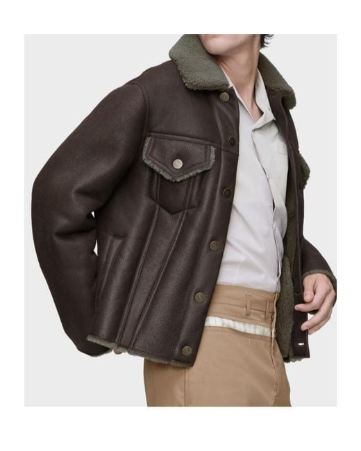 Maison Margiela Black Waxed Shearling Jacket for men