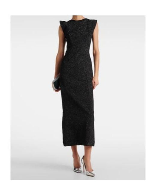 Maticevski Black Singular Open-Back Lamé Cocktail Dress