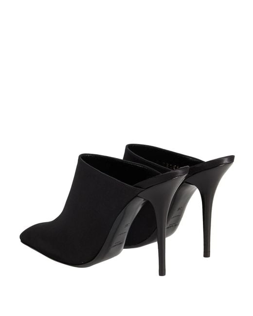 Saint Laurent Black Satin Pointed-Toe Mules