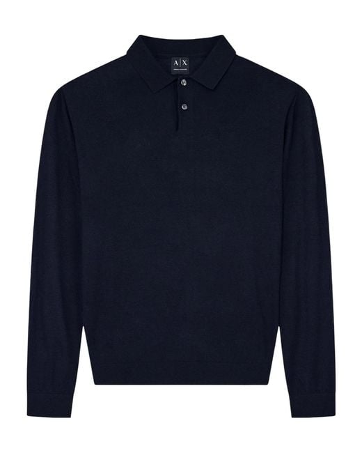 ARMANI EXCHANGE Blue Regular Fit Knit Polo for men