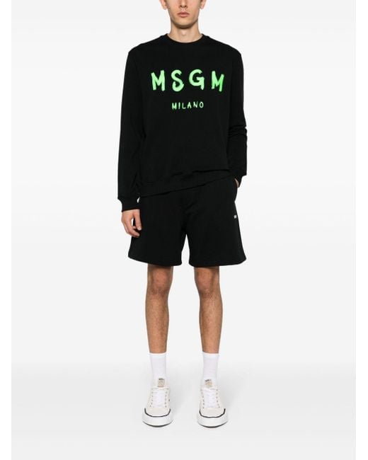 MSGM Black Logo Detailed Elasticated Waist Shorts for men
