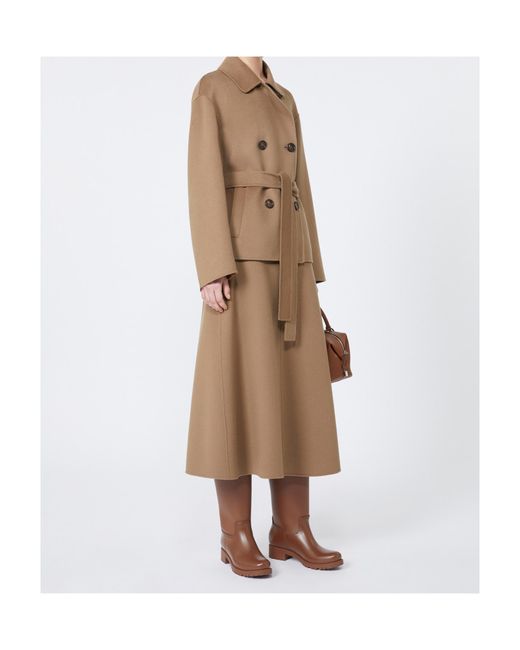 Max Mara Natural Virgin-Wool Midi Skirt