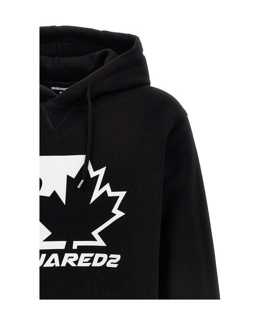 DSquared² Blue Logo-Printed Drawstring Hoodie for men