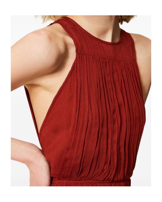 Twinset Red Pleated Long Dress