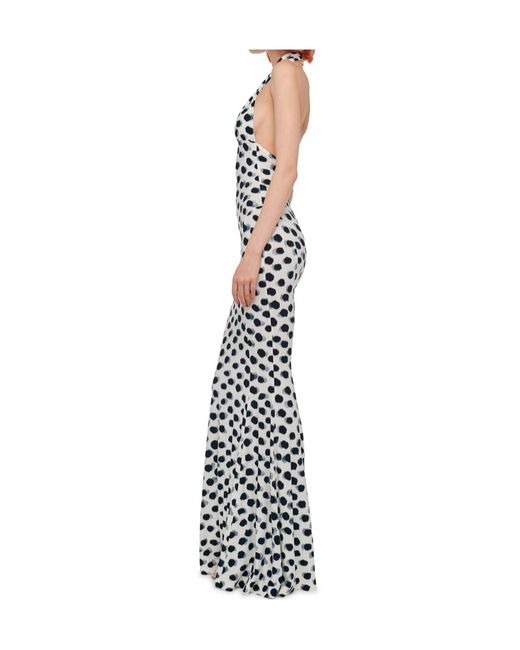 Norma Kamali White Cross Halter Fishtail Gown