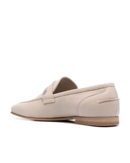 Brunello Cucinelli Natural Monili-Chain Leather Loafers