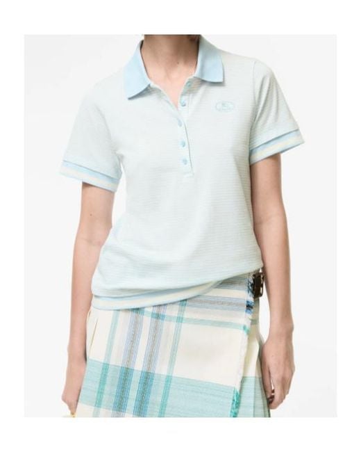 Burberry Blue Striped Cotton Polo Shirt