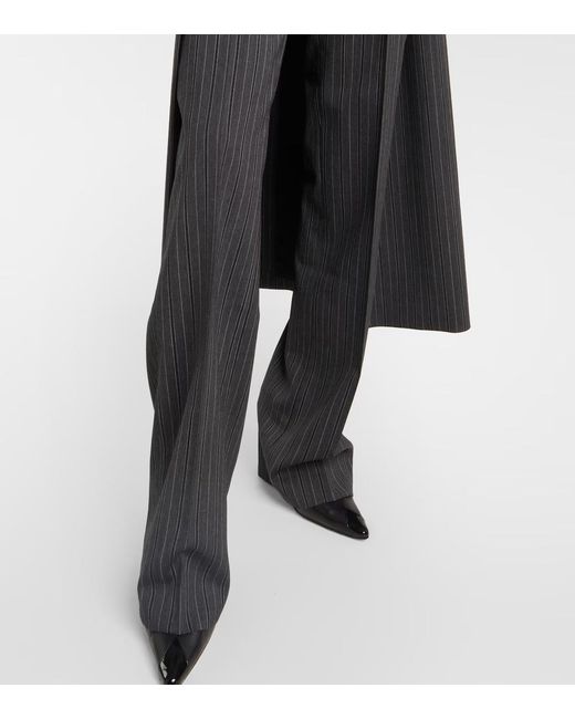Alessandra Rich Gray Pinstriped High-Rise Straight Pants