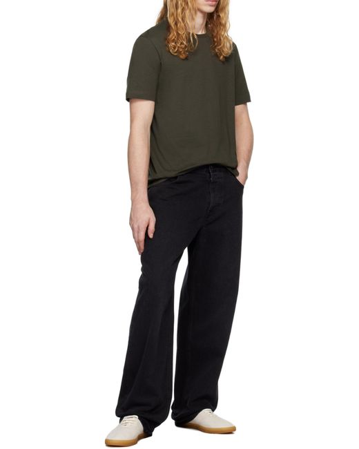 The Row Black Crewneck Straight Hem T-Shirt for men