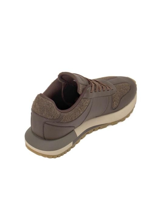 Emporio Armani Brown Panelled Sneakers for men