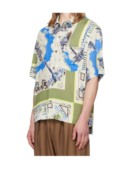 Paul Smith Blue Short-Sleeved Hawaiian Shirt for men