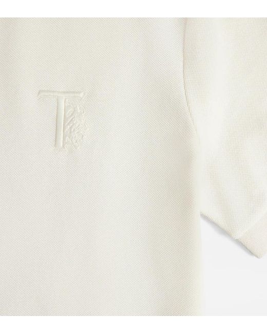 Tod's White Embroidered-Logo Polo Shirt for men