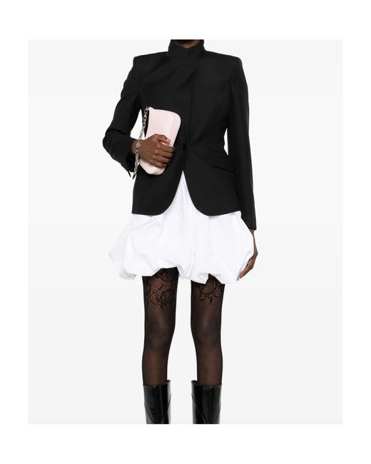 McQueen Black High-Neck Single-Button Jacket