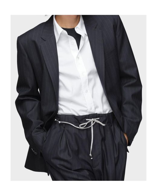 Maison Margiela Blue Single-Breasted Pinstriped Blazer for men