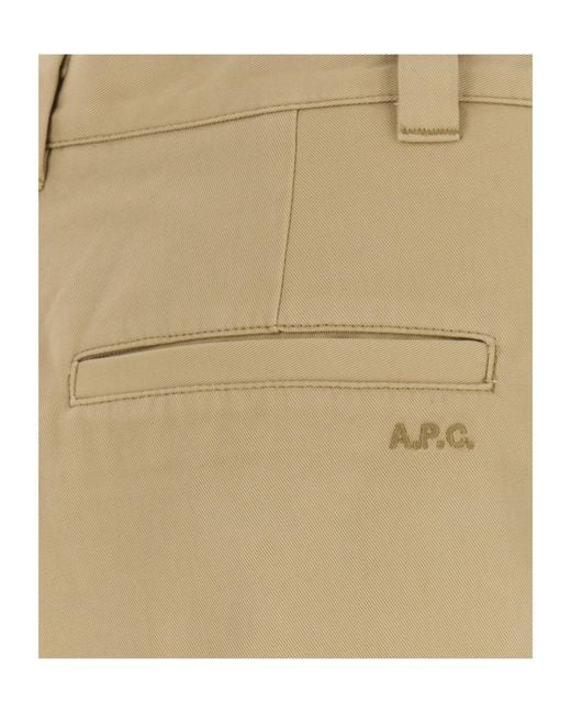 A.P.C. Natural Straight Hem Pleated Shorts for men