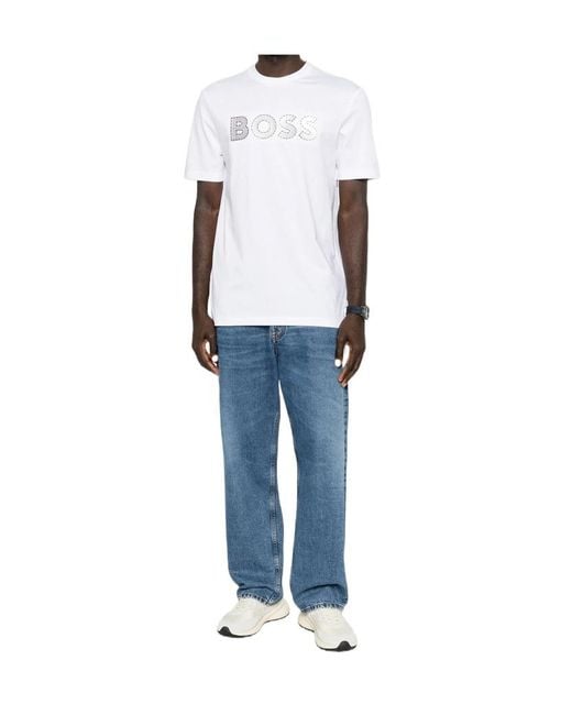 Boss White Short-Sleeved T-Shirt for men