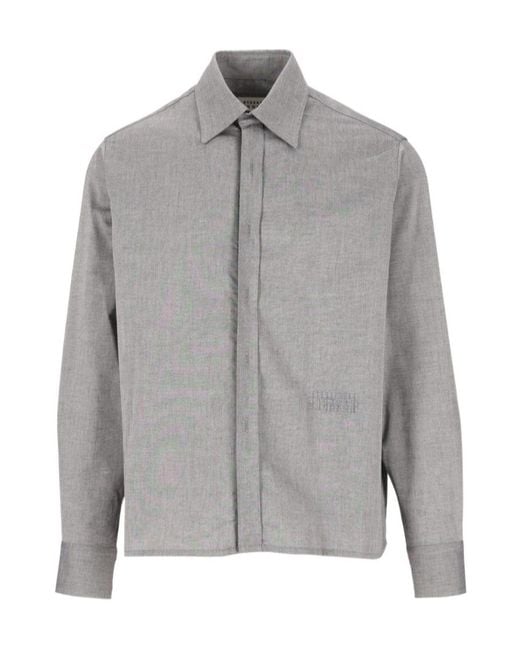 MM6 by Maison Margiela Gray Numeric Embroidered Shirt for men