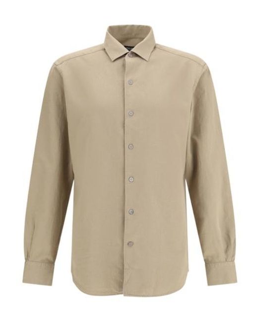 Zegna Natural Long Sleeved Buttoned Shirt for men
