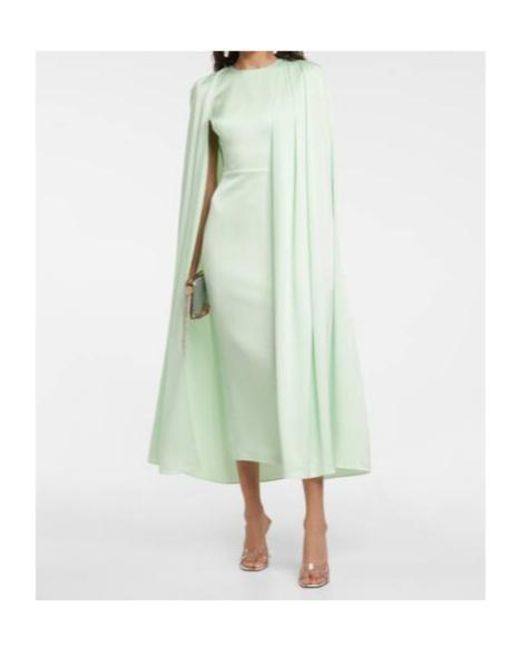 Alex Perry Green Beckett Satin Crepe Midi Dress