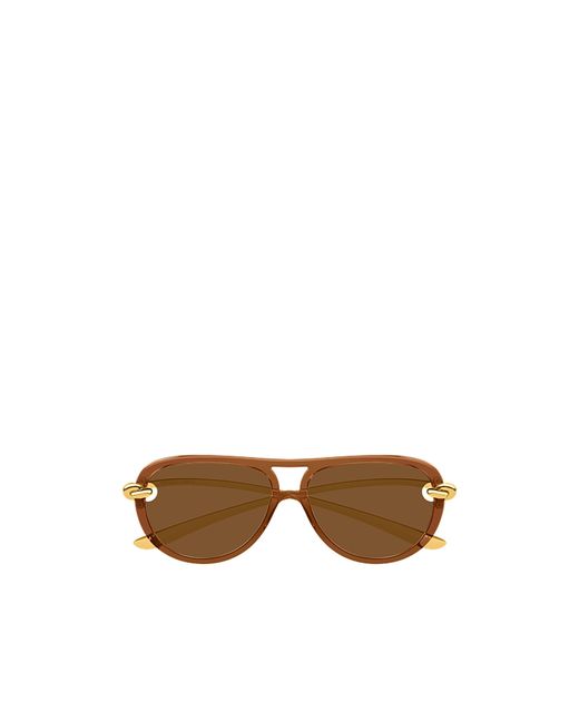 Bottega Veneta Brown Eyewear Aviator Frame Sunglasses