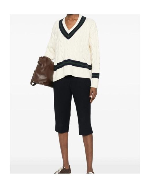 Sporty & Rich Black V-Neck Striped Knitwear