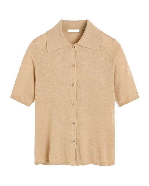 By Malene Birger Natural Button-Down Polo Shirt