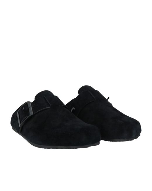 Balenciaga Black Suede Mules With Round Toe